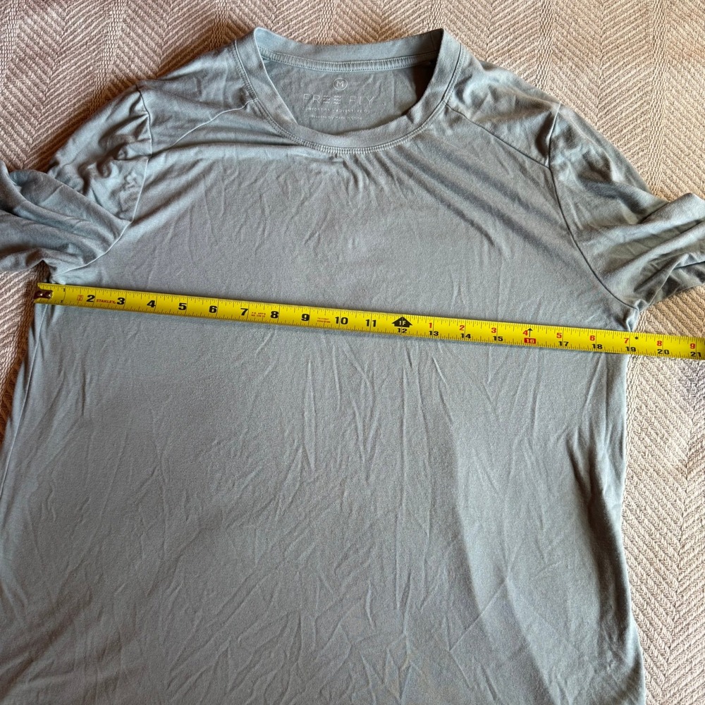 Free Fly Mens Bamboo Long Sleeve Shirt Blue Gray Thumbholes Size Medium - Picture 8 of 10